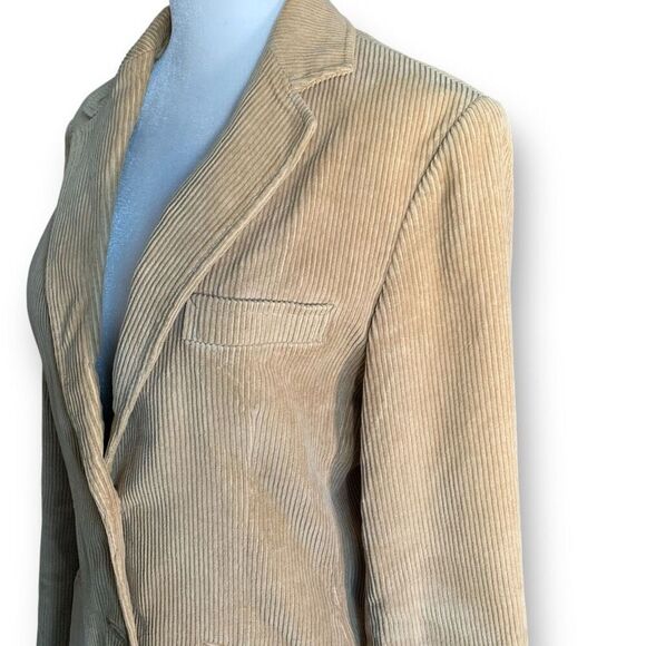 Vintage 80s Beige Tailored Corduroy Blazer Jacket Academia Preppy 10 - Picture 2 of 10
